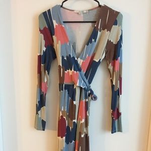 Mixed pattern wrapped dress-- Size M